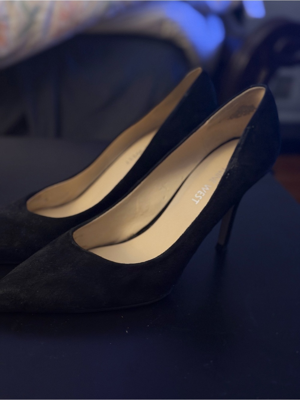 Nine West Black Suede Pointed Toe Stilettos